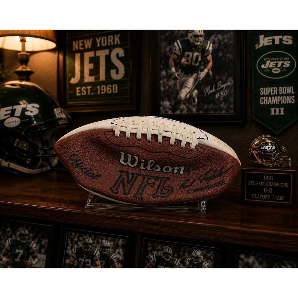 1991 New York Jets Team Signed Football Al Toon Mo Lewis Byrd 20+ Autographs